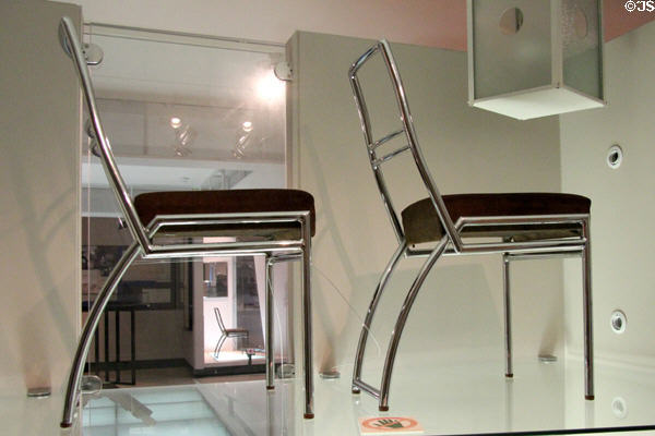 Chrome metal tubing dining chairs (1927-9) by Eileen Gray at National Museum Decorative Arts & History. Dublin, Ireland.