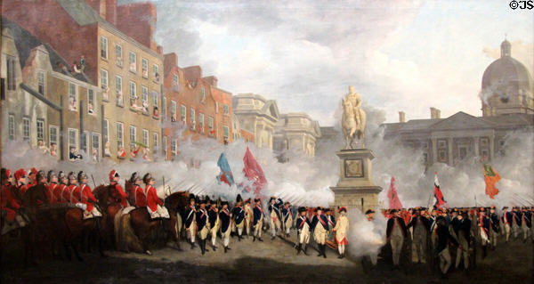 Dublin Volunteers on College Green (Nov. 4, 1779) painting (1779-80) by Francis Wheatley at National Gallery of Ireland. Dublin, Ireland.