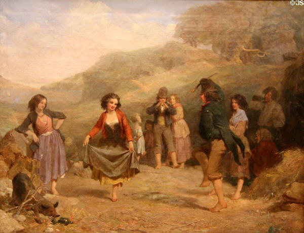 Children Dancing at Crossroads painting (c1835) by Trevor Thomas Fowler at National Gallery of Ireland. Dublin, Ireland.