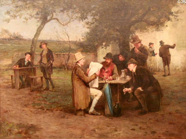 News of the Land League painting (1881) by Howard Helmick at National Gallery of Ireland. Dublin, Ireland.