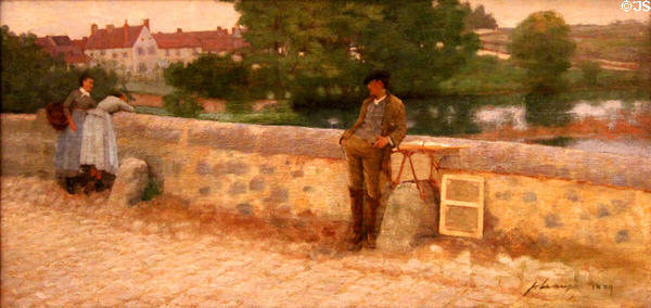 Bridge at Grez-sur-Loing painting (c1889-90) by Roderic O'Conor at National Gallery of Ireland. Dublin, Ireland.