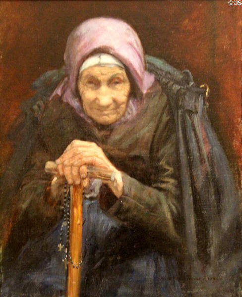 Fisherman's Mother painting (1892) by Helen Mabel Trevor at National Gallery of Ireland. Dublin, Ireland.