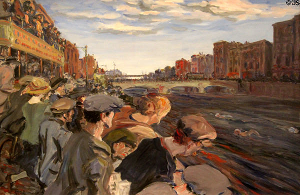 The Liffey Swim painting (1923) by Jack Butler Yeats at National Gallery of Ireland. Dublin, Ireland.