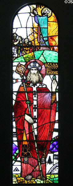 St Patrick stained glass (1924-5) by Michael Healy at National Gallery of Ireland. Dublin, Ireland.