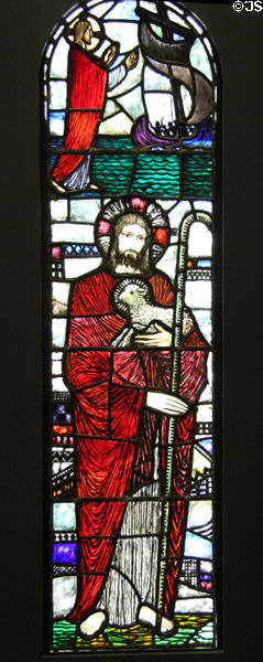 Good Shepherd stained glass (1924-5) by Michael Healy at National Gallery of Ireland. Dublin, Ireland.