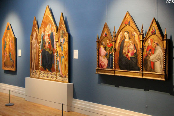 Gallery of early European paintings of saints at National Gallery of Ireland. Dublin, Ireland.