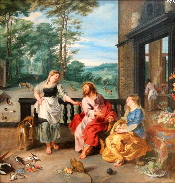Christ in House of Martha & Mary painting (c1628) by Jan Brueghel Younger & Peter Paul Rubens at National Gallery of Ireland. Dublin, Ireland.