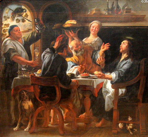 Supper at Emmaus painting (c1645-65) by Jacob Jordaens at National Gallery of Ireland. Dublin, Ireland.