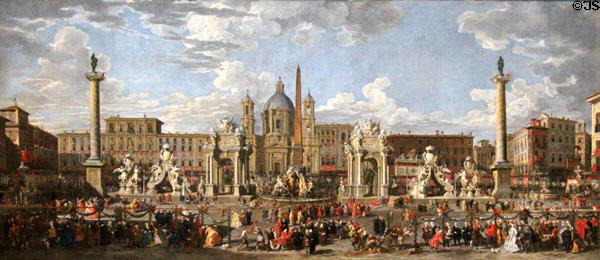 Preparations to Celebrate Birth of Dauphin of France in Piazza Navona painting (1731) by Giovanni Paolo Panini at National Gallery of Ireland. Dublin, Ireland.