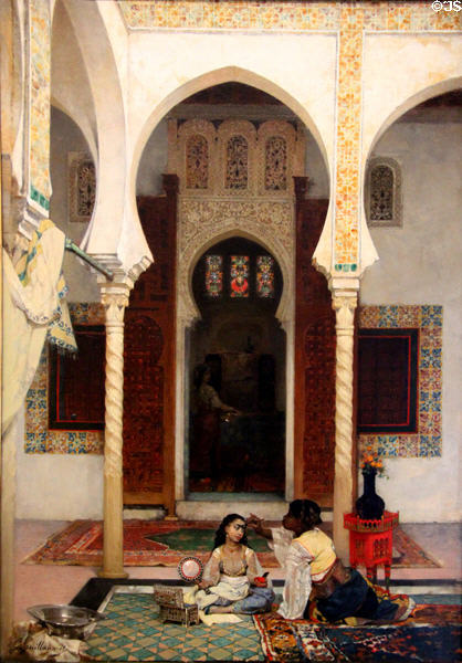 Women in an Eastern Courtyard painting (1860-5) by Gustave Guillaumet at National Gallery of Ireland. Dublin, Ireland.