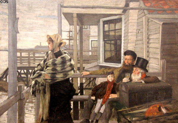 The Three Crows Inn, Gravesend painting (c1873) by James Tissot at National Gallery of Ireland. Dublin, Ireland.