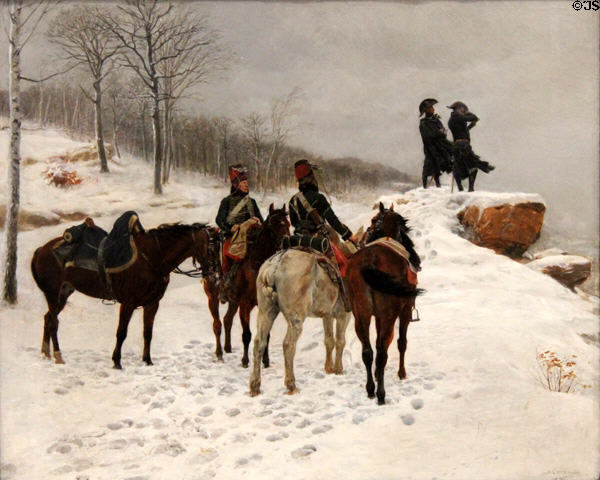 Group of Cavalry in Snow: Moreau & Dessoles before French victory over Austrians in Battle of Hohenlinden painting (1875) by Ernest Meissonier at National Gallery of Ireland. Dublin, Ireland.