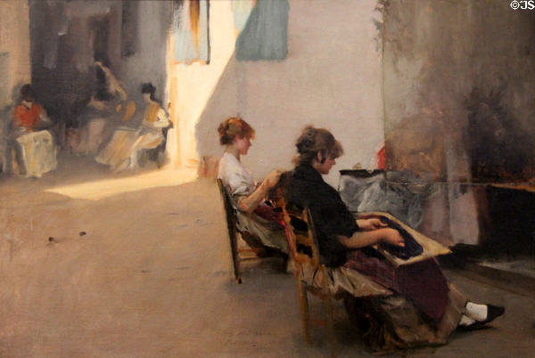 Bead-stringers of Venice painting (1880-2) by John Singer Sargent at National Gallery of Ireland. Dublin, Ireland.