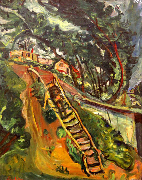 Landscape with Flight of Stairs painting (c1922) by Chaïm Soutine at National Gallery of Ireland. Dublin, Ireland.