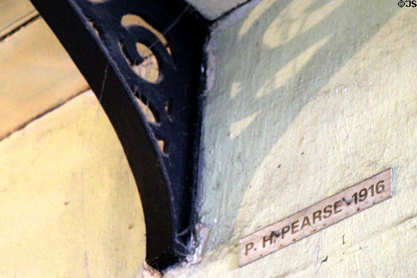 Sign marking cell of P.H. Pearse 1916 at Kilmainham Gaol. Dublin, Ireland.