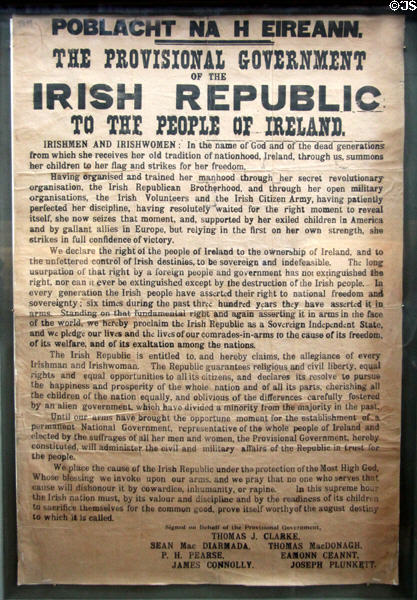 Original poster (1916) declaring Irish Republic at start of Easter Rising at Kilmainham Gaol Museum. Dublin, Ireland.