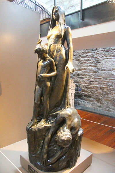 Inis Fáil, Celtic revival sculpture (1901) by Oliver Sheppard at Kilmainham Gaol Museum. Dublin, Ireland.
