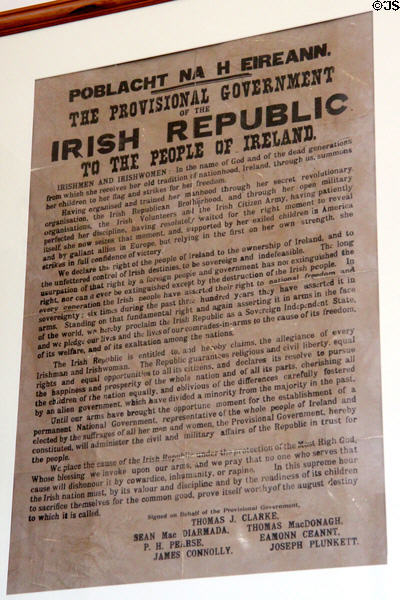 Poster (1916) declaring Irish Republic at start of Easter Rising at Little Museum of Dublin. Dublin, Ireland.