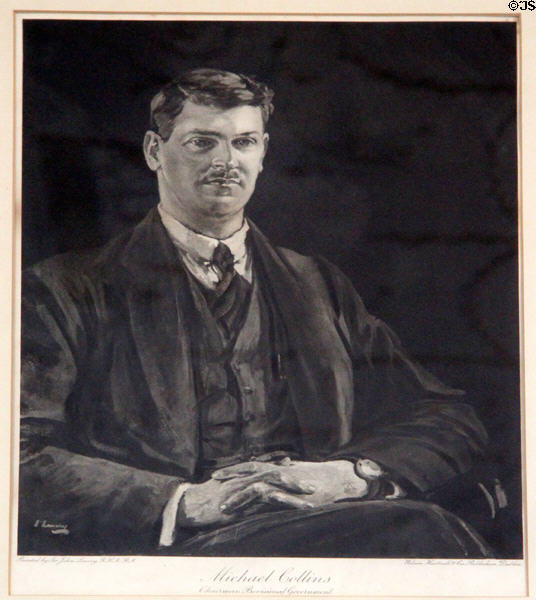 Graphic of Michael Collins, as Chairman of Irish Provisional Government by John Lavery at Little Museum of Dublin. Dublin, Ireland.