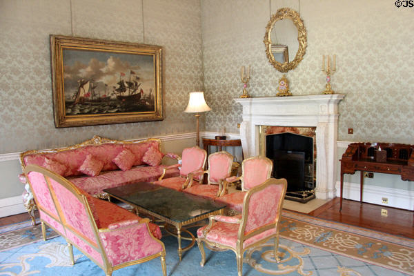 Sitting area with Louis XIV couch & chairs from Palace of Versailles, a gift of France, in state drawing room at Aras an Uachtarain. Dublin, Ireland.