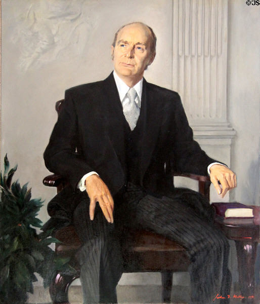Irish President (1976-90) Patrick Hillery portrait by John F. Kelly at Aras an Uachtarain. Dublin, Ireland.