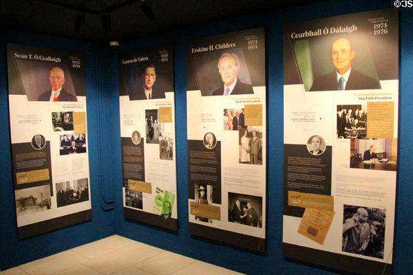 Display of previous Irish presidents at Aras an Uachtarain. Dublin, Ireland.