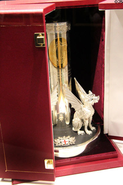 Silver sculpture of dragon of City of London given to former Irish president at Aras an Uachtarain. Dublin, Ireland.