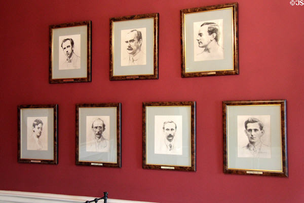 Portraits of 7 Irish leaders executed at Kilmainham Jail for role in 1916 Easter Rising. Dublin, Ireland.