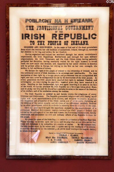 Poster declaring Irish Republic at Dublin Castle. Dublin, Ireland.