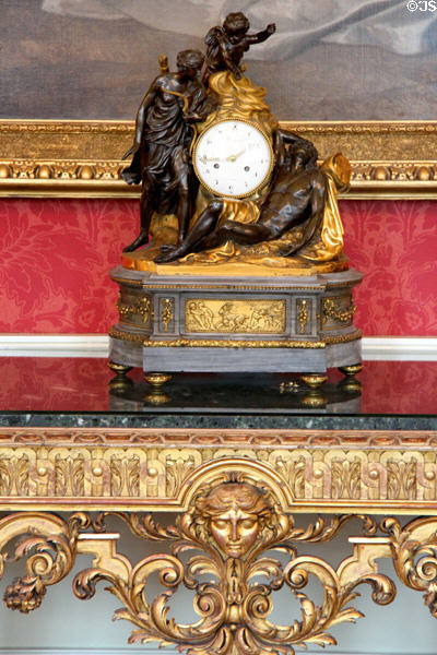 Louis XVI mantle clock depicting Diana, Cupid & Endymion (c1778-93) by Manière of Paris in State Drawing Room at Dublin Castle. Dublin, Ireland.