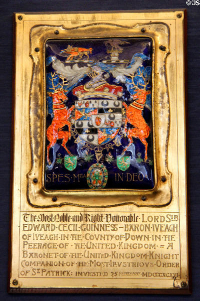 Order of St Patrick heraldic plaque at Dublin Castle. Dublin, Ireland.