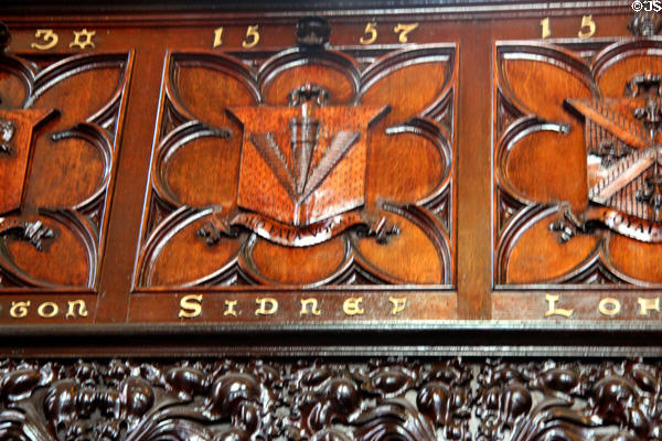 Carved coat of arms of Sidney (1657) in Chapel Royal at Dublin Castle. Dublin, Ireland.