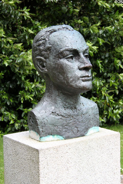 Patrick Pearse bust on lawn in front of Pearse Museum. Dublin, Ireland.