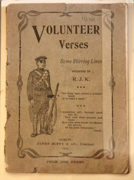 Volunteer Verses (1914) designed to inspire the eventual Easter Rising at Pearse Museum. Dublin, Ireland.