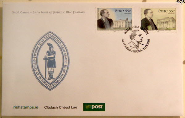 First day cover of Patrick Pearse stamps (2008) at Pearse Museum. Dublin, Ireland.