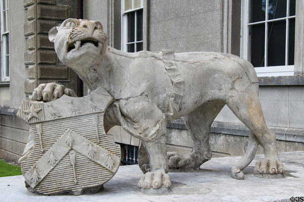 Lion with shield at Emo Court. Ireland.