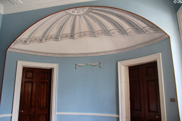 Octagonal entrance hall with doors at four-corner angles sat Emo Court. Ireland.
