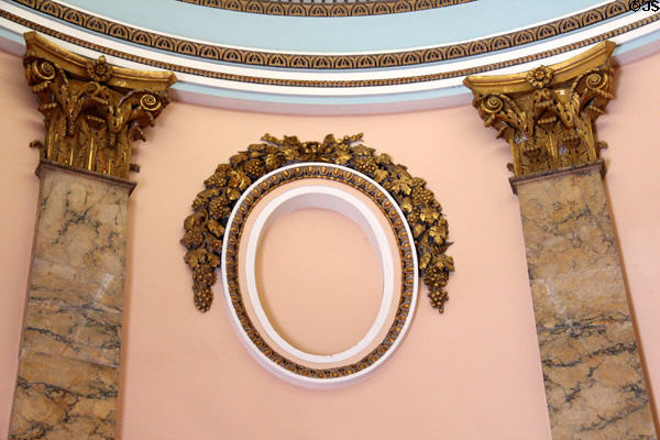 Rotunda details of marble columns & stucco work at Emo Court. Ireland.
