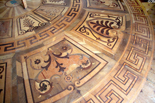 Wooden inlay floor in rotunda at Emo Court. Ireland.