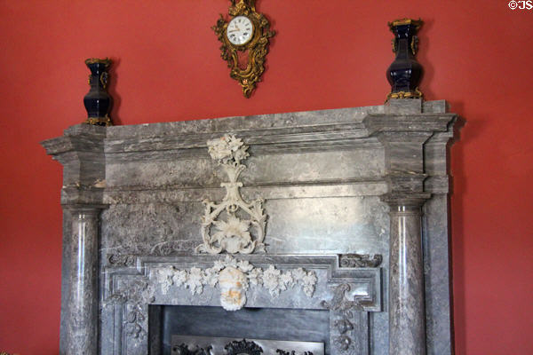 Grey marble fireplace prob. by Richard Castle in dining room at Russborough House. Ireland.