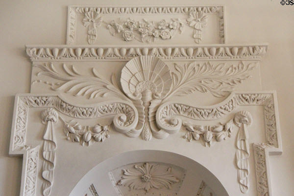 Plaster work decoration above entrance hall niche at Russborough House. Ireland.