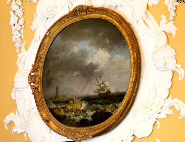 Seascape in storm clouds (1751) by Claude Joseph Vernet in drawing room at Russborough House. Ireland.