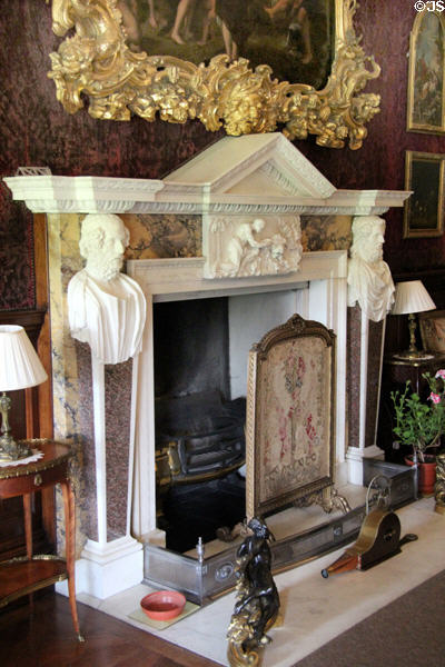 Fireplace by Thomas Carter the Younger of London in the saloon at Russborough House. Ireland.