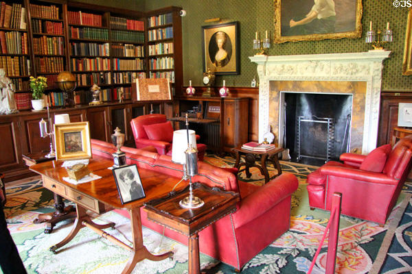 Library fireplace & sitting area at Russborough House. Ireland.