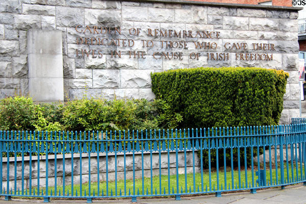 Garden of Remembrance entrance dedication. Dublin, Ireland.