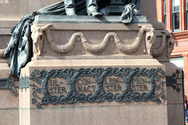 Augustus Saint-Gaudens' base of Charles Stewart Parnell monument with names of four original Irish provinces. Dublin, Ireland.