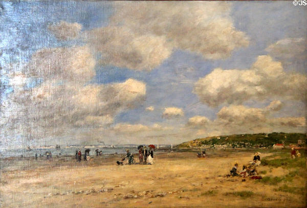 Beach at Tourgeville les Sablons painting (1893) by Eugène Boudin at Dublin City Gallery. Dublin, Ireland.
