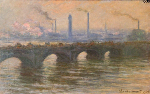 Waterloo Bridge, Overcast Weather painting (1905) by Claude Monet at Dublin City Gallery. Dublin, Ireland.