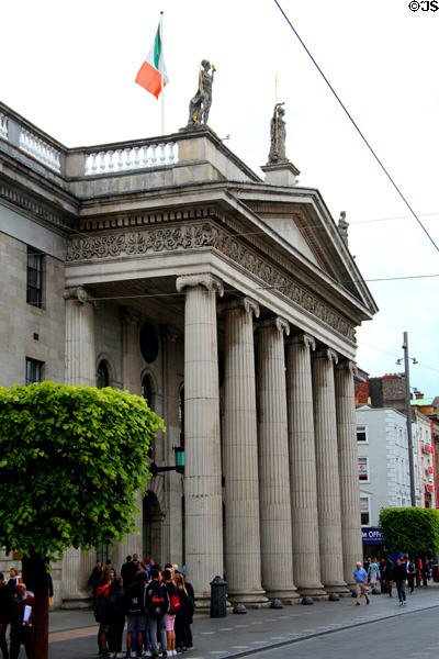 Greek hexastyle portico of General Post Office (1818). Dublin, Ireland.