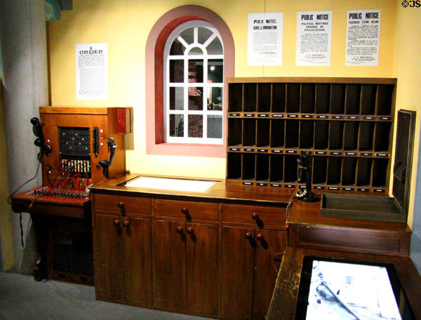 Replica of telephone equipment in GPO at time of 1916 Easter Rising at GPO Museum. Dublin, Ireland.